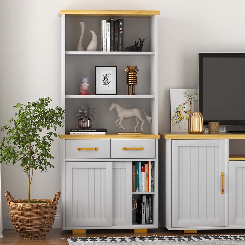 Modern Display Cabinet with Shelves & Storage Drawers view 3