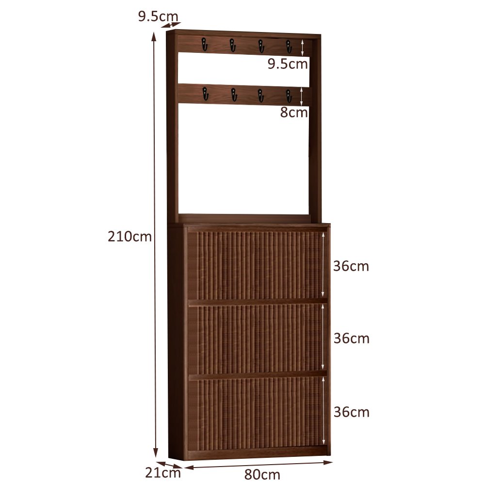 Hall Tree with Shoe Cabinet & Hooks view 3