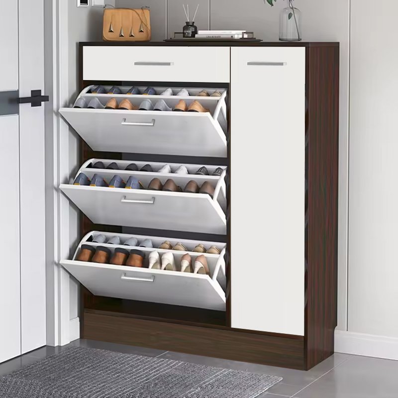 Tilt-Out Shoe Cabinet with Drawer