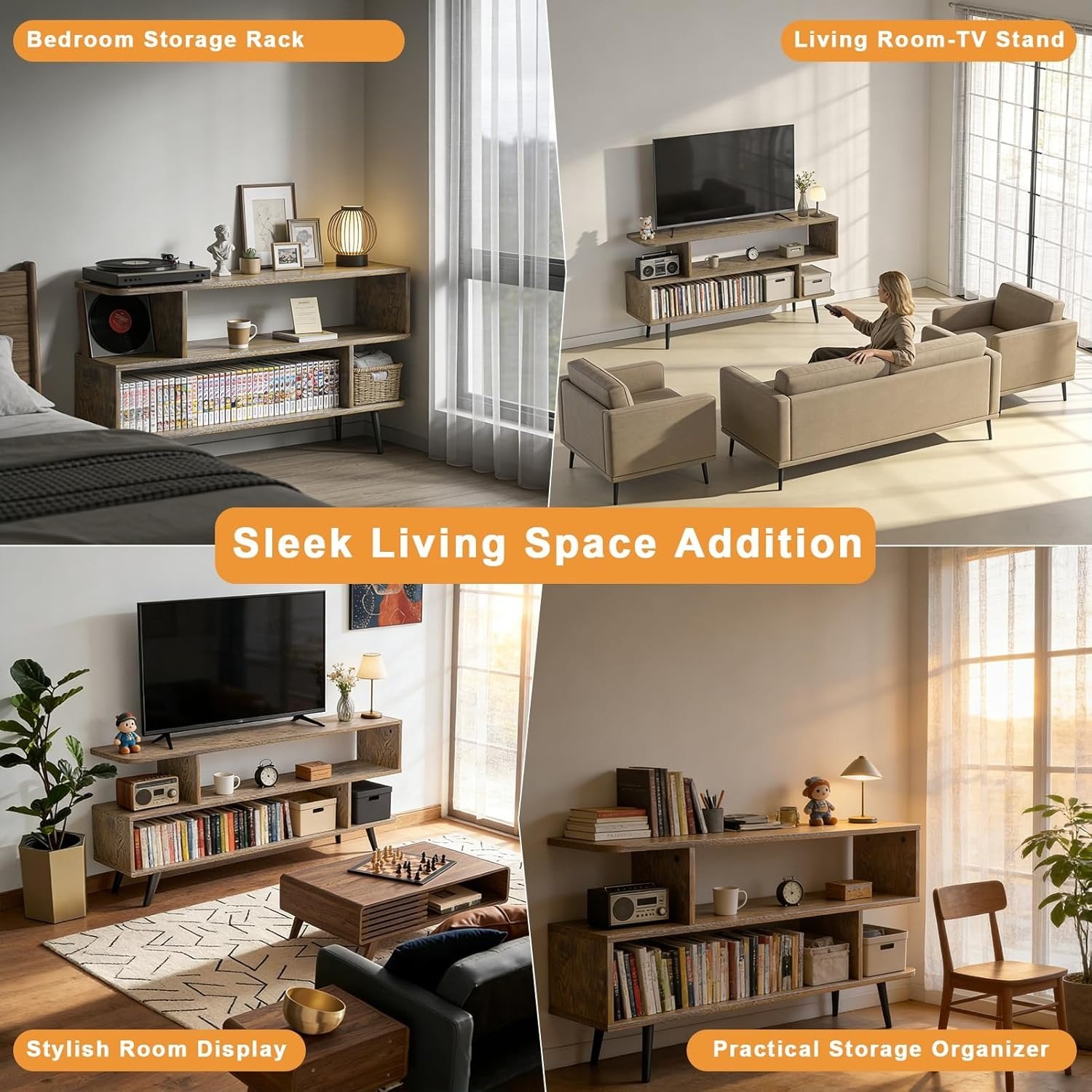 Open Shelf TV Stand view 3